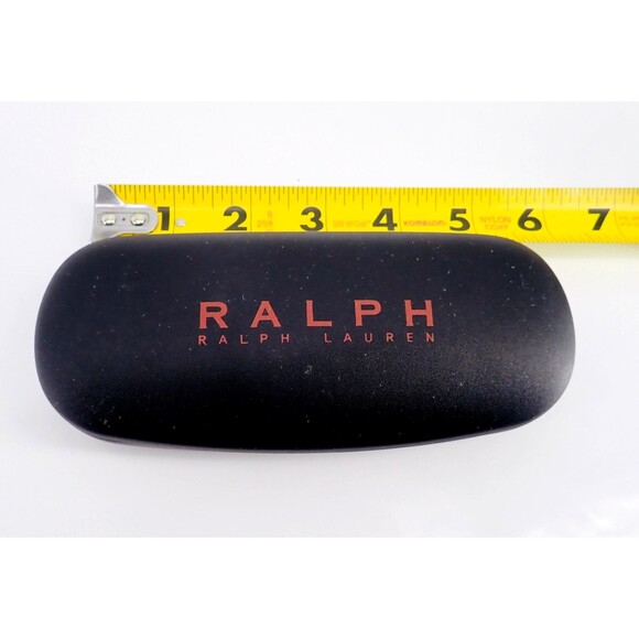 Ralph Lauren Hard Shell Designer Eye Glass Case Black Clam Shell Cloth Lining - Picture 4 of 7